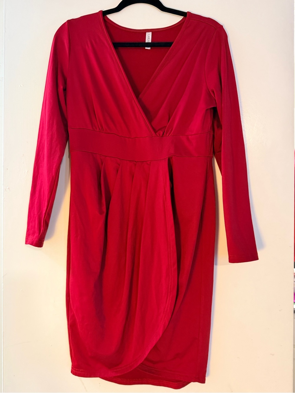 Classic Red Long-Sleeve Wrap Dress